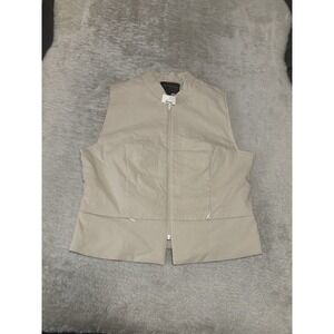 New Express Womens‎ Cream Full Zip Vest Jacket Size 11/12 Stretch World Brand